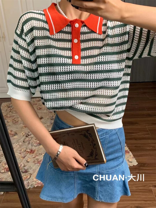[Dachuan] Korean loose Polo knitted short sleeve T-shirt 8030# XYY