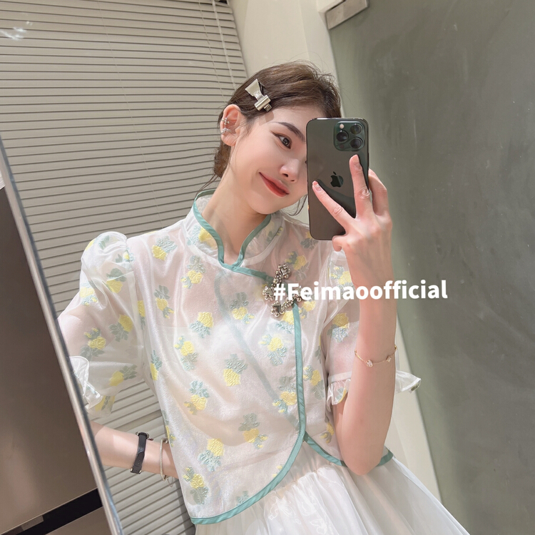 goods in stock! New in early summer! [Feimao Philippine cat] stand collar Pullover short sleeve shirt ym-7204# LSL