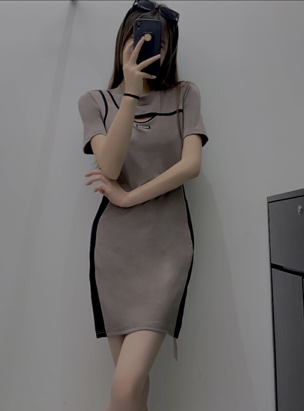 [BL Bertie Leah] stitched fashion slim dress 23358# XYJ