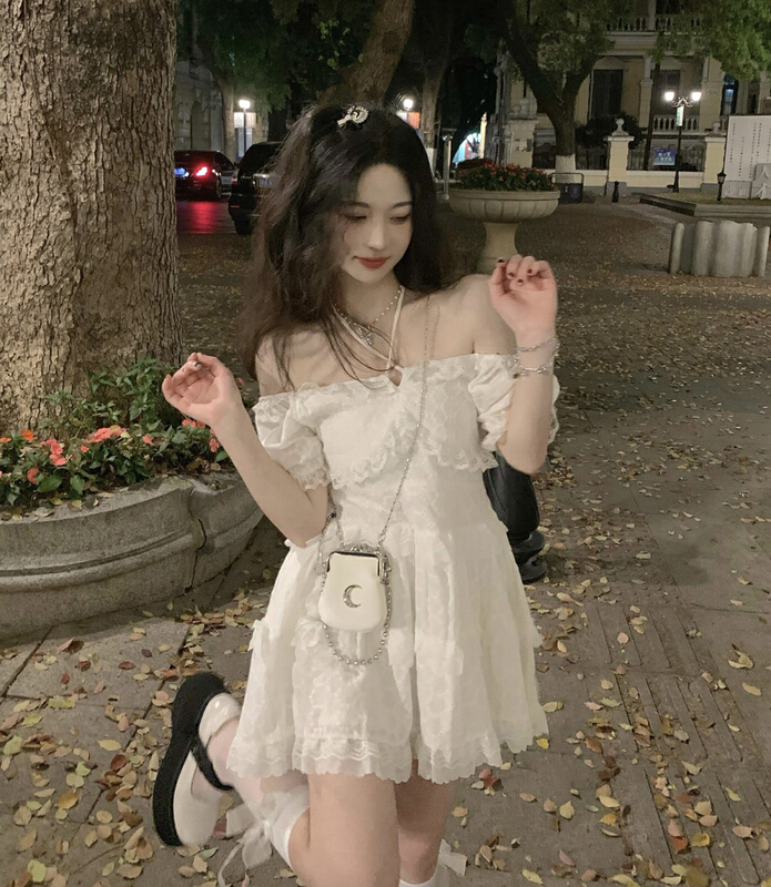 [JH] small fragrant lace Lantern Sleeve Dress 41560# PCZ