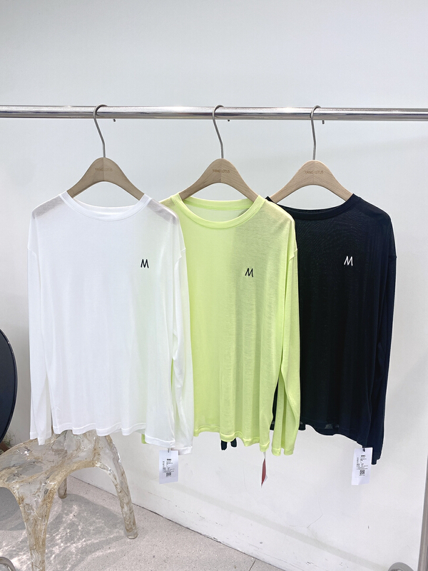 [Yang lotus] Korean simple letter loose long sleeve T-shirt s12221200# ozq