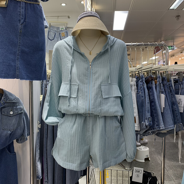 goods in stock! New in early summer! [Chenyi] Korean version simple sunscreen Hoodie + casual casual Shorts Set 1023# XYY