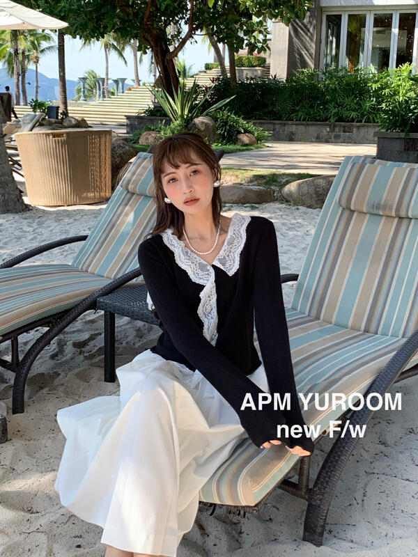 goods in stock! New year in early spring! [APM yuroom] Korean Style Lace stitching knit 22109# LSL