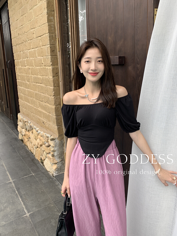 [ZY] one shoulder two thin short sleeve T-shirt 68312# ozq