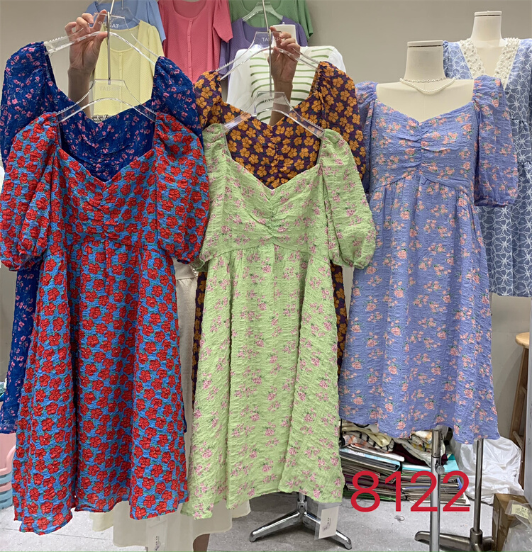 [tab CP] bubble sleeve print loose dress 8122# CSX