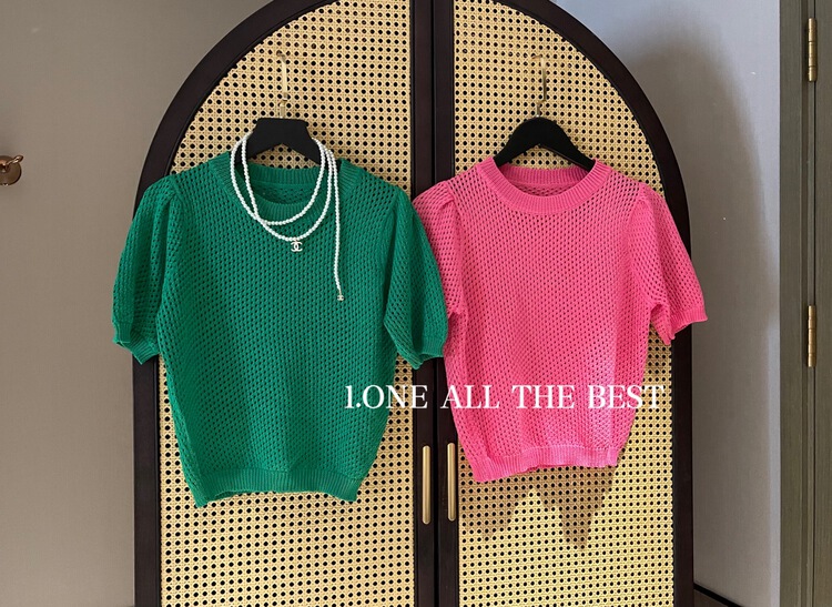 [1. One] Korean fashion round neck short sleeve sweater 2258# WPL