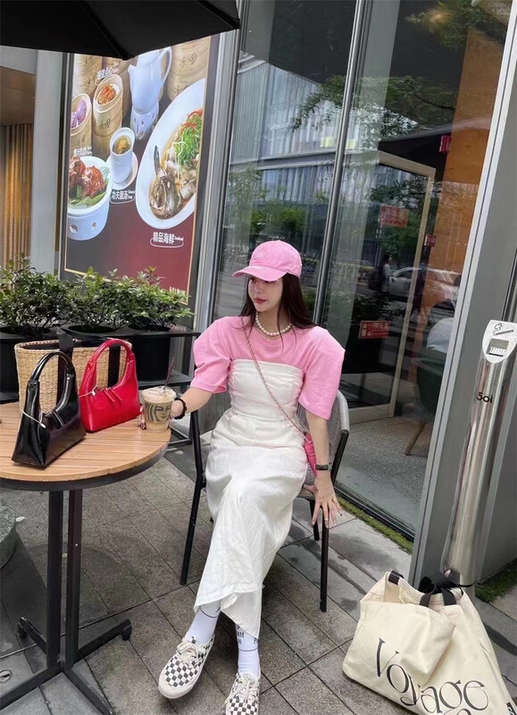 [Yan Zhen] Korean version solid color blouse + Strapless slim dress suit 57790# PCZ