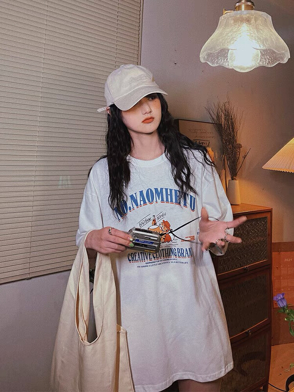 "LAB EEDA" retro letter printing casual niche couples short sleeve T-shirt 3041# OZQ