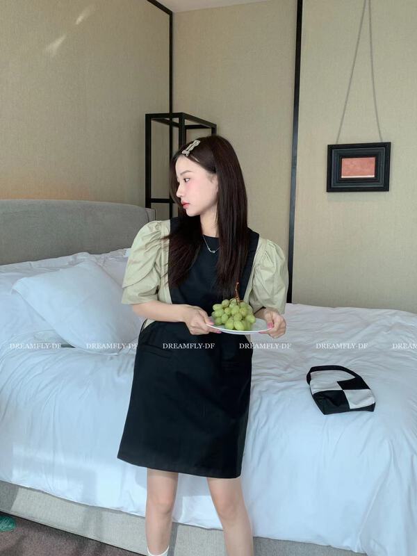 [dream fly] casual color contrast mosaic dress 61239# XJ