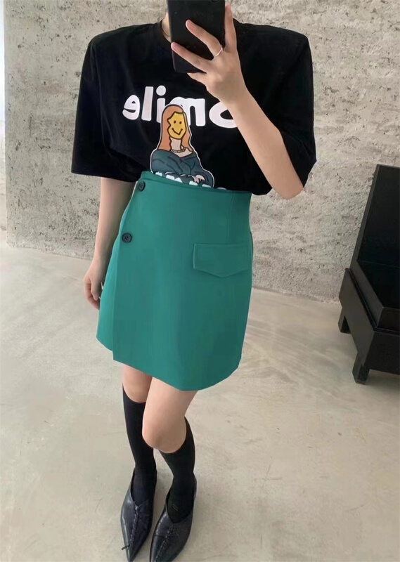 [w.min] niche design irregular breasted skirt 8811# CLS
