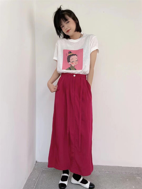 [Xixi studio] simple retro personalized pattern short sleeve T-shirt (T-shirt only) ys1-9021# XYJ