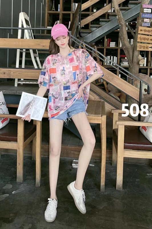 [Irene] fashion casual cartoon printed short sleeve T-shirt 2306# WTT