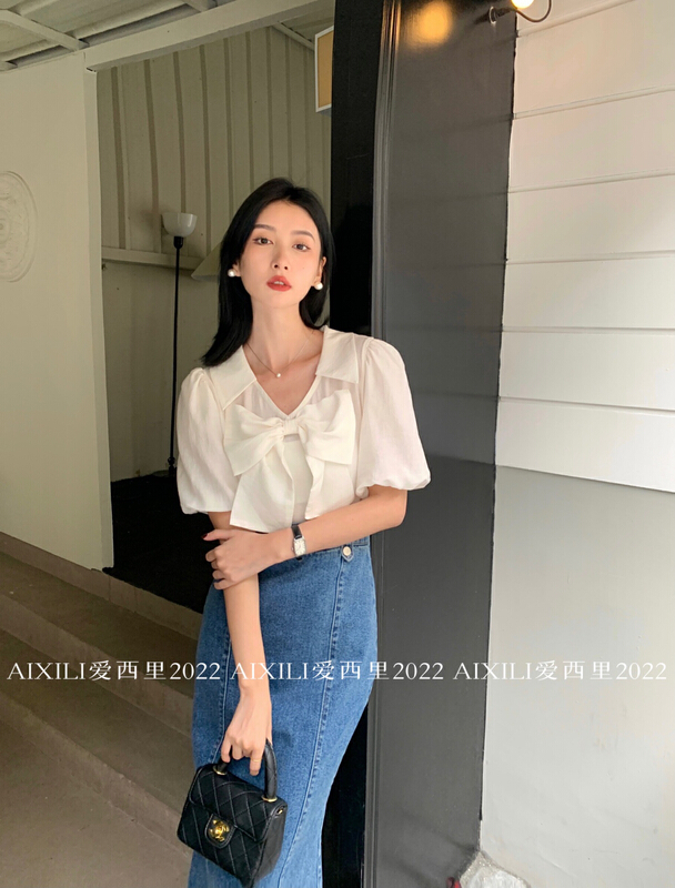 [aixili aisili] bow fashion temperament small shirt 6523# WPL