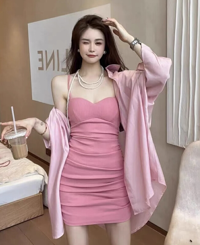 [JH] net red letter sunscreen shirt + suspender dress suit 41586# PCZ