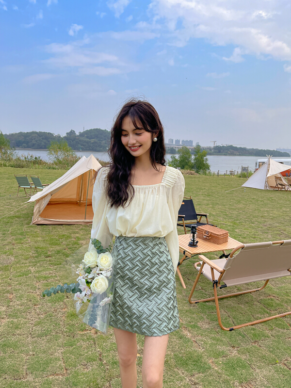New year in early spring! [es modish] design sense weave skirt sk1502# jhy