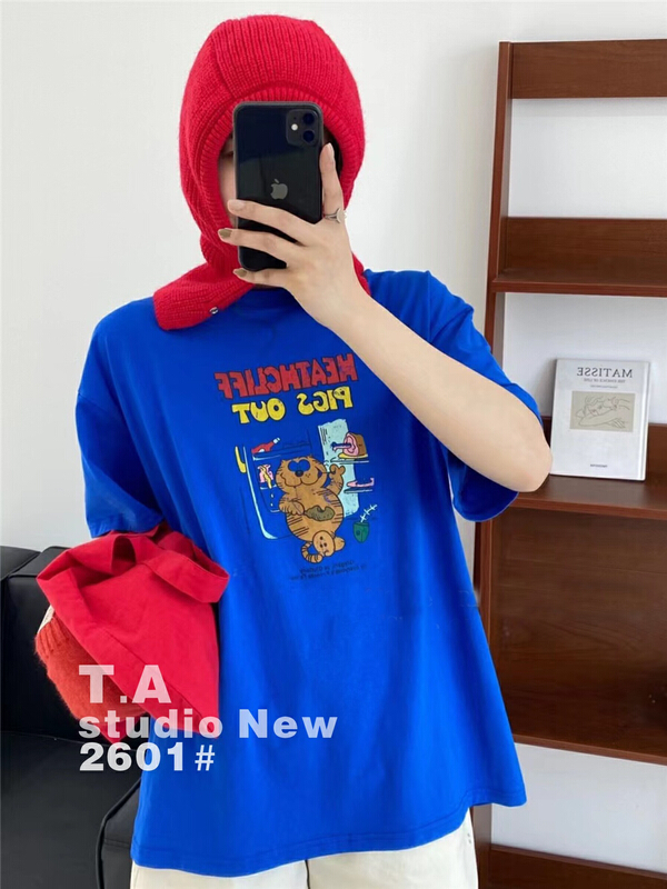 New in early summer! [TA +] Korean cartoon printing versatile short sleeve T-shirt 2601# XYY
