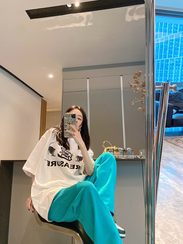 [Nancy] loose print fashion short sleeve T-shirt 8856# WPL