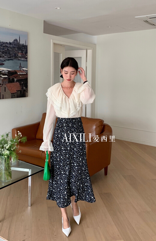 New year in early spring! [aixili aisili] Korean V-neck chiffon shirt 6229# ozq