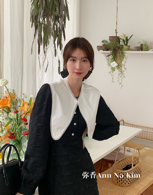 New year in early spring! [Mi Xiang] contrast lace pleated French dress (with shawl) 5112# hjy