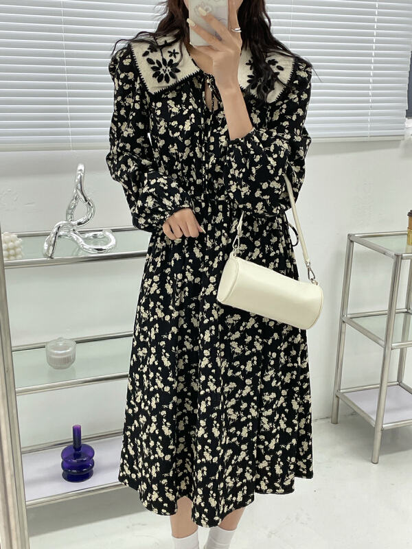 [JH] net Red Embroidered Baby collar floral dress (dress only) 40902# hjy