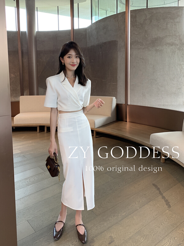 New in early summer! [ZY] temperament versatile suit + Split thin skirt suit 68268# ozq