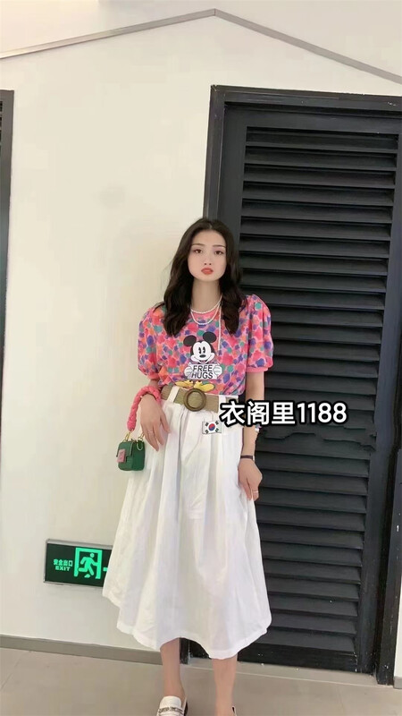 [Yi Ge Li] Korean cartoon Mickey print short sleeve T-shirt 1188# WPL