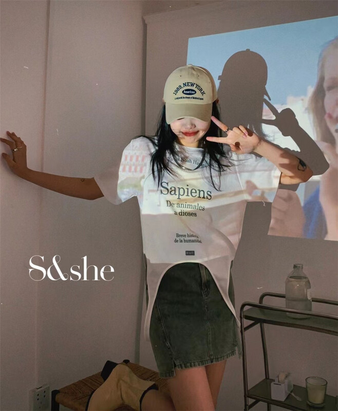 New in early summer! [she] personalized fashion design fake two short sleeve T-shirt 1172a# XJ