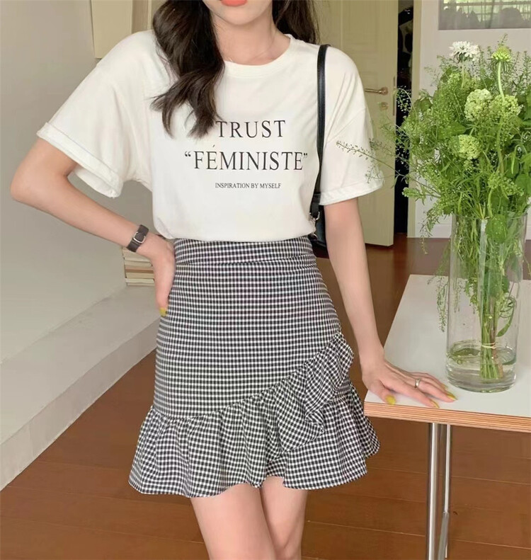 [6688] Korean fashion plaid design short skirt and skirt 6098# WPL