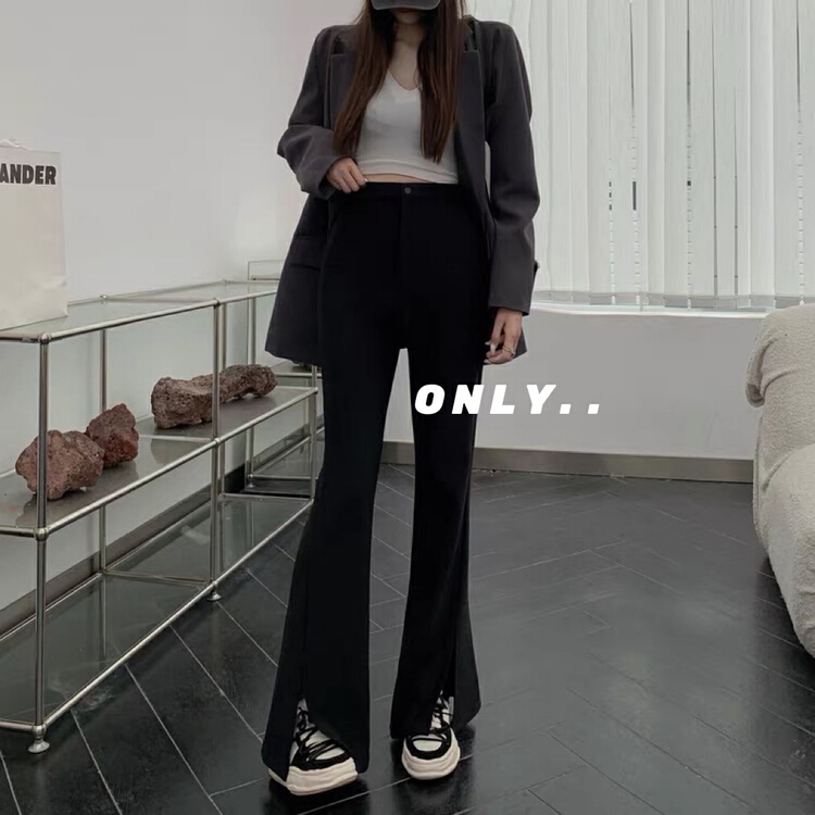 [only] one button high waist split thin suit casual pants 20013# JJ