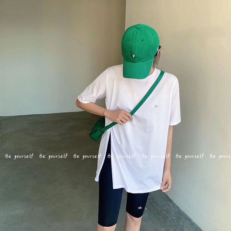 [be your self] Korean minority stripe slit short sleeve T-shirt t66111# LSL