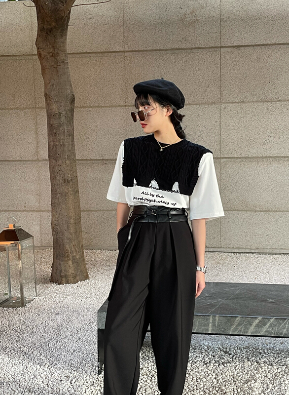 Early spring! Jul2 printed shawl with short sleeve T-shirt