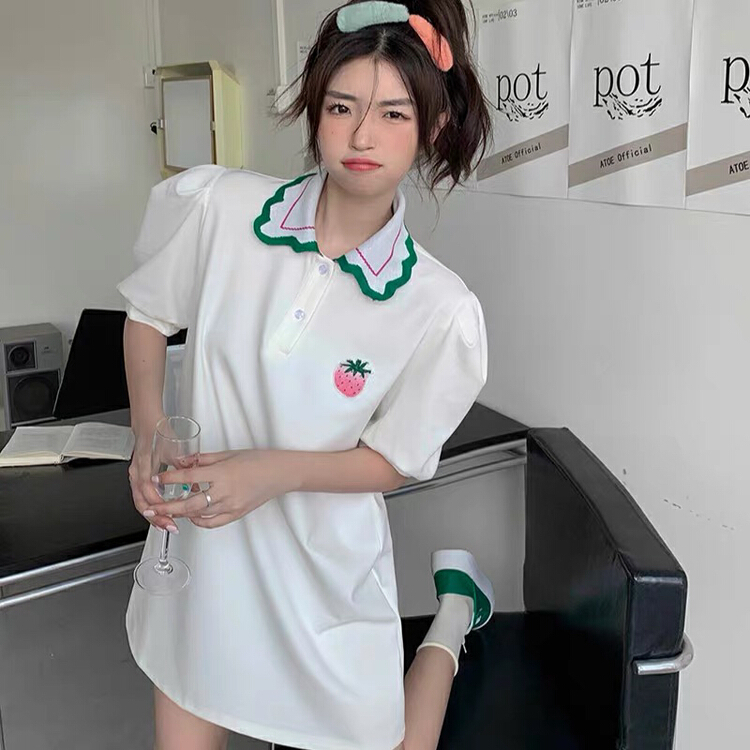[f · P] loose baby neck Pink Embroidered Dress 2215-1# HBx