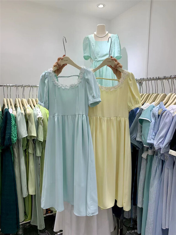 [u.me] elegant square neck high waist dress 18863# hjy