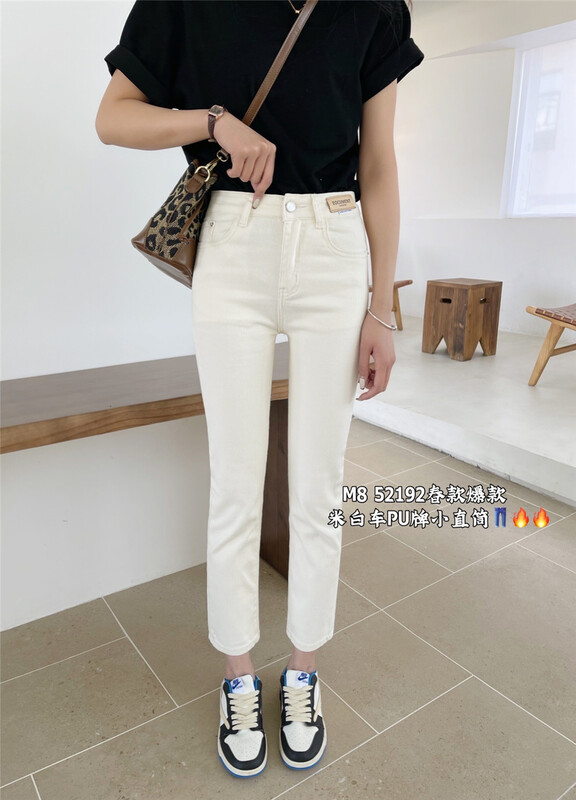 New year in early spring! [M8 denim] Korean elastic small straight loose jeans 52192# LSL