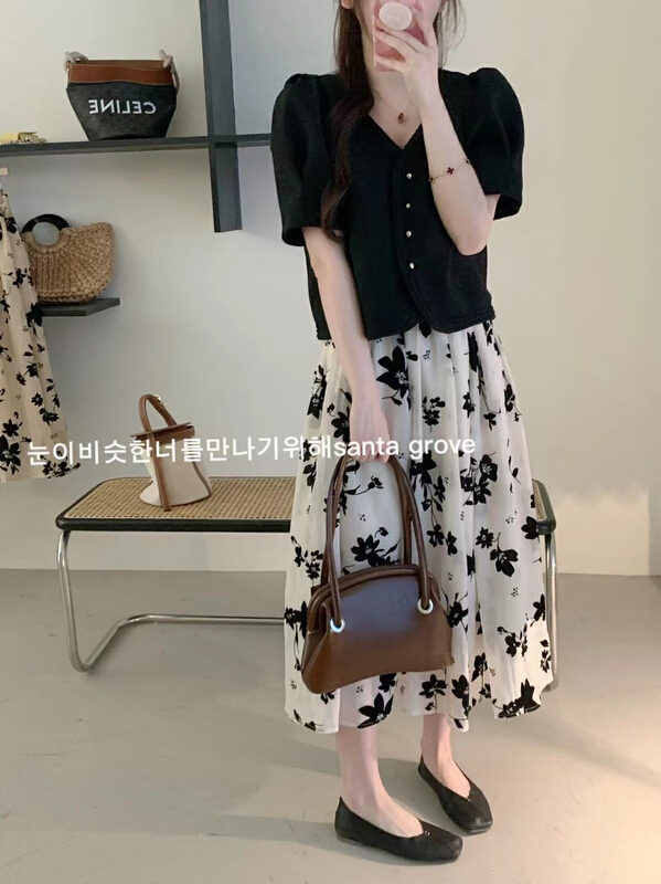 [YG] fashion blouse + mid length skirt two piece suit 3355# lwy