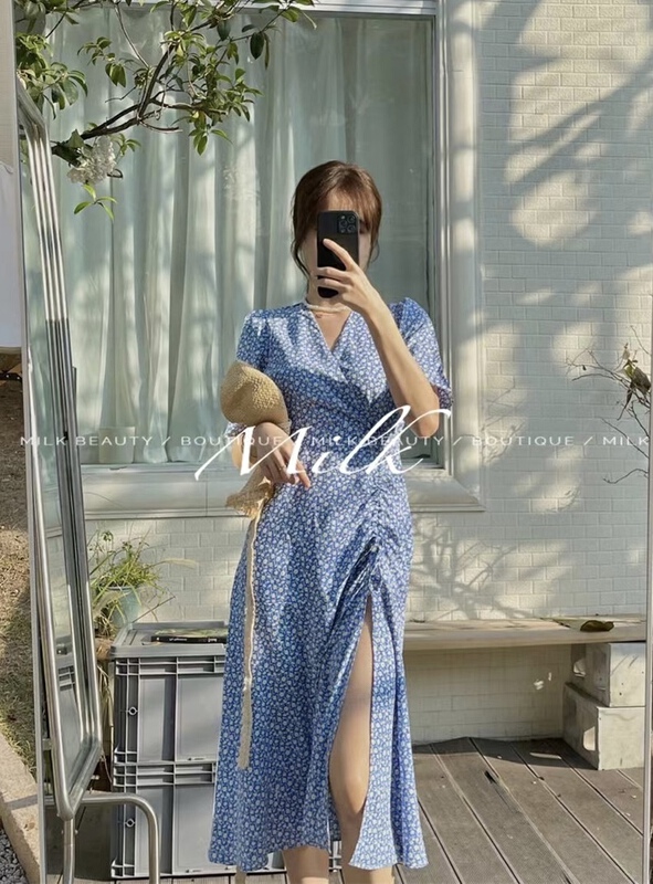 New year in early spring! [milk +] sweet fashion floral Pleated Dress 22831# zxx