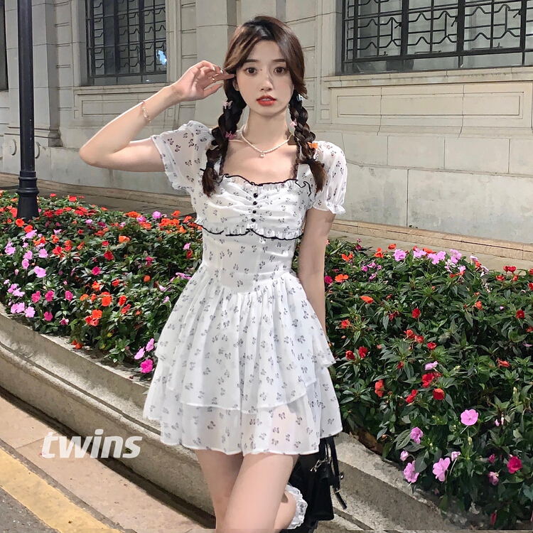 [twins] lady dress 8826# hjy with waistband and square neck