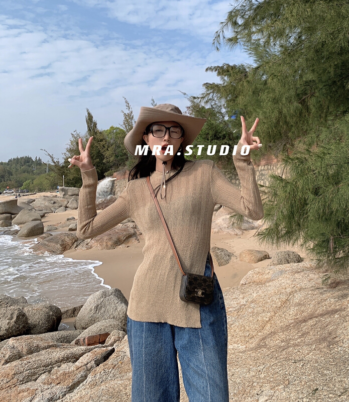 Original price 66.55! New year in early spring! [MRA] high quality side split shoulder pad sweater j2170# zxl