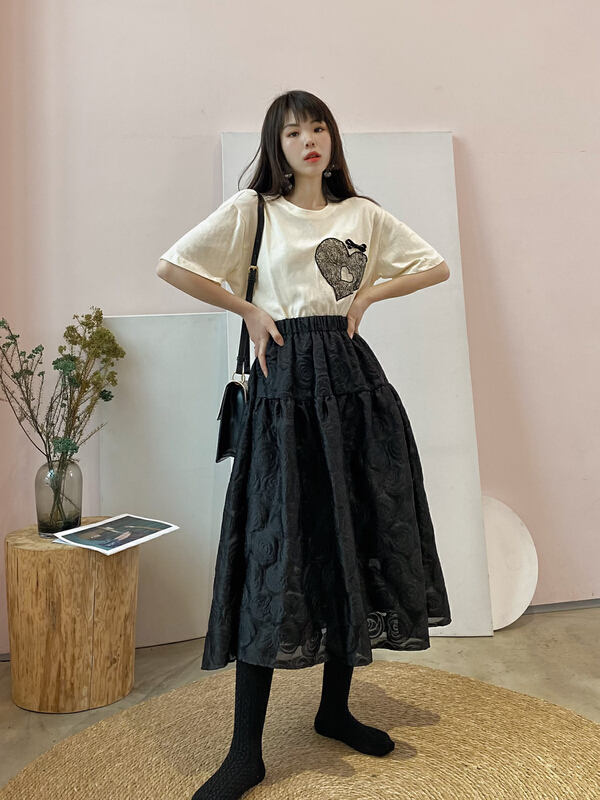 New in early summer! [twins] jacquard dark pattern puffy skirt 8062# hjy