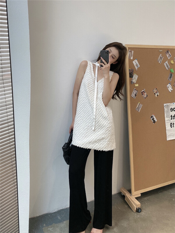 [modern 197] sleeveless V-neck solid dress (with belt) 81150# hyy
