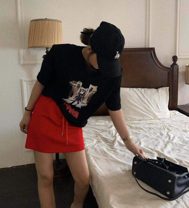 [XT studio] shoulder pad cartoon Casual Short Sleeve T-shirt 8057# zxl