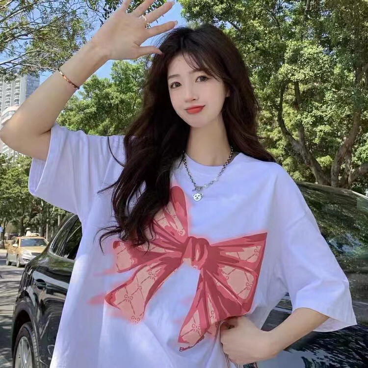 New in early summer! [j.2] net red bow foaming short sleeve T-shirt 5548# LSW