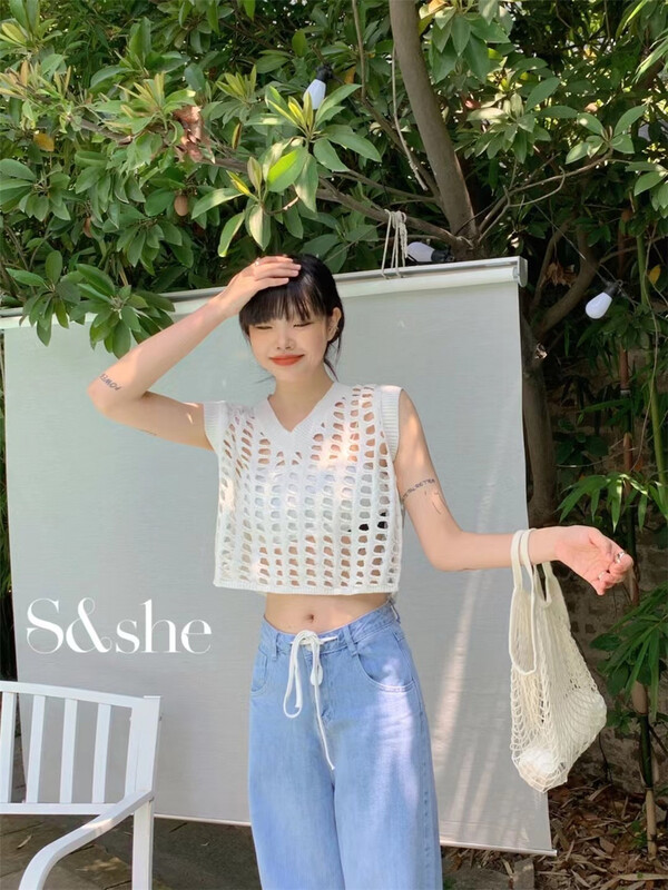 [she] niche loose cut-out Vest + internal sling vest set 1213a# XJ