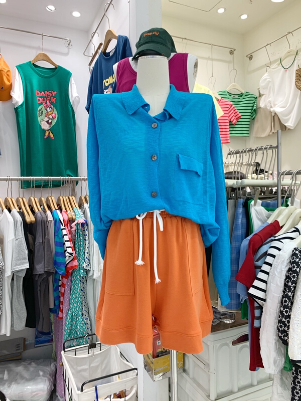 [Chen] simple solid color elastic waist lace up sports casual shorts 6767# cqw