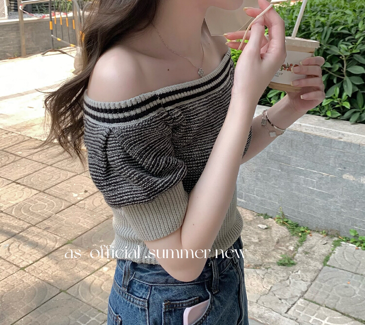 [as] Hong Kong Style high-grade color contrast knitwear (knitwear only) a7018# hjy
