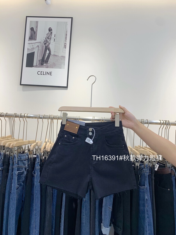 [T.H] Korean double button elastic denim shorts 163911# LJF