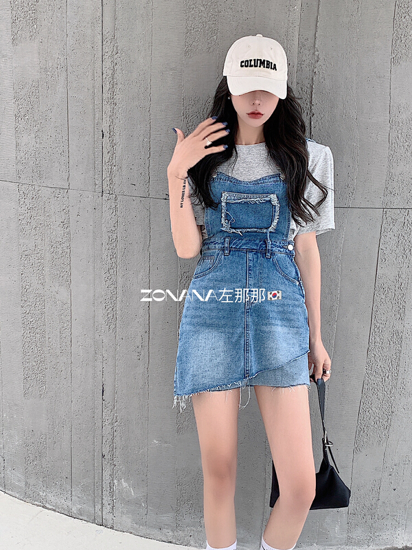 New in early summer! [zonana left] diagonal design splicing strap skirt 561# zxx
