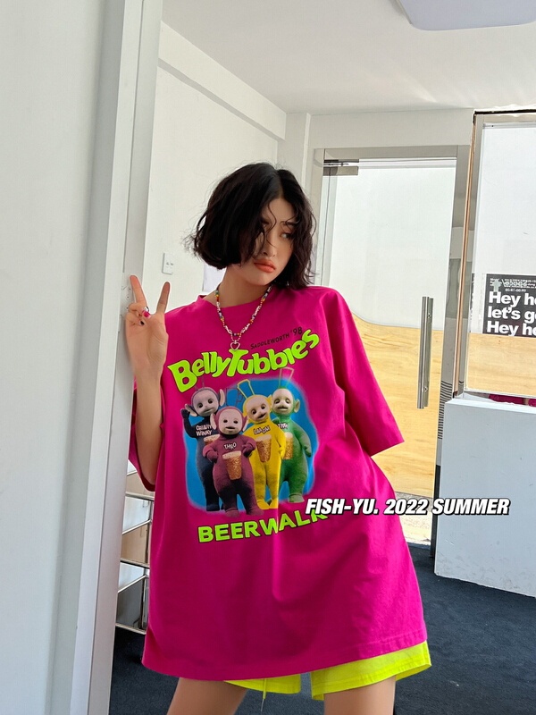[fish Yu] antenna baby cartoon watermark short sleeve T-shirt 22161# LSL