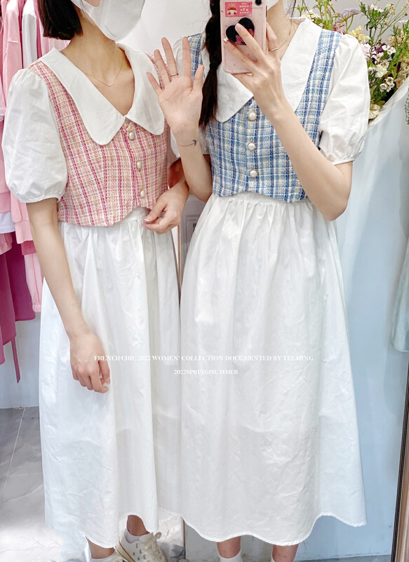 Original price 94.99! New in early summer! [teem ing] Korean fake two piece fashion dress 22t130# hjy