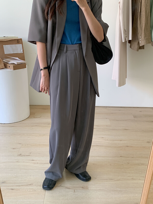 [Tn] Korean version of simple commuter Vintage Hong Kong style trousers 1-n6144-1# cqw